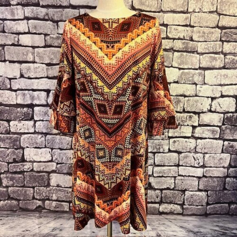 Sandra Darren Long Sleeve Round Neck Dress Size L